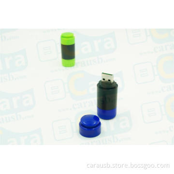 CaraUSB custom theme cylindrical shell plastic flashlight simulation USB Sticks storage device has LED lights promotional gifts